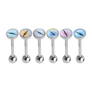 Anting-anting lidah gaya Clover Cat Eye Gradient Y2K yang edgy, tindik lidah, F136 Titanium Enamel, perhiasan tindik tubuh - Product Image 2