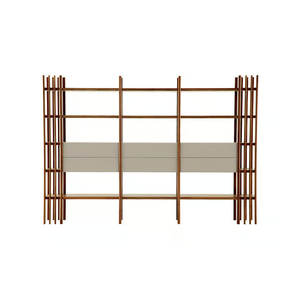 Grande libreria di legno francese verticale alta in legno nascosta della Cina barca libreria con cassetto TV scaffalatura libreria con porta a vetri - Product Image 2