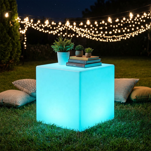 Tabouret cube lumineux LED rechargeable en plastique PE, chaise cube LED étanche, mobilier LED, cube lumineux LED - Product Image 1
