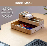 Organisateur de bureau modulaire écologique en bois massif poli minimaliste avec multifonctionnalité
