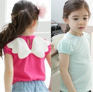 ขายส่งเสื้อยืดเด็กผู้หญิงแบบเรียบง่าย ลายปีกหลัง สำหรับเด็กอายุ 2-6 ปี ซื้อขายออนไลน์ - Product Image 2