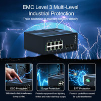 Switch PoE non géré 8 ports 1000M Ethernet + 2 interfaces SFP, conforme aux normes de l'industrie, compatible avec le montage sur rail DIN.