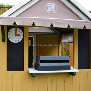 Maisonnette en bois pour enfants couleur blé, très populaire, pour l'extérieur, avec comptoir de service, boîte aux lettres et cheminée décorative - Product Image 5