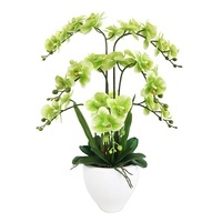 Plante de fleurs d'orchidées artificielles blanches de 70cm de haut avec pot en ciment