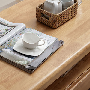 Solid Wood Coffee <b>Table</b> Natural Color Modern Minimalist Living Room <b>Side</b> <b>Table</b> With Storage Shelf - Product Image 3