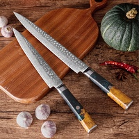 Ensemble de couteaux de chef de cuisine japonais Ensemble de couteaux à sushi Manche en résine et bois stabilisé Couteau à sushi