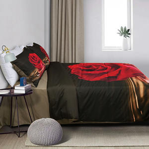 Ensemble de draps de lit à impression numérique 3D, housse de couette luxueuse en microfibre 100% avec impression d'amour en diamant pour <span class=keywords><strong>Couple</strong></span> - Product Image 4