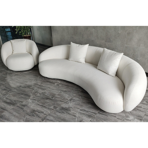 الشمال الحديثة أنيق الأبيض بوكل النسيج شبه دائرة منحني أثاث منزلي فاخر القمر شكل الأريكة المعيشة غرفة طقم أريكة - Product Image 4