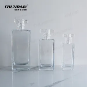 50 ml luxusverpackung 100 ml transparente durchsichtige rechteckige parfüm-glas-sprühflaschen mit feinem nebel