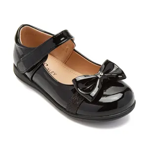 Spring and Autumn children girl dress shoes black PU leather bowknot school shoes party shoes for baby girl