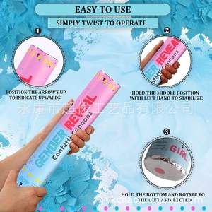 Cannone Portatile per Rivelazione del Sesso con Coriandoli a Forma di Cuore, Polvere Colorata Rosa e Blu, Cannoncini per Feste di Rivelazione del Sesso - Product Image 6