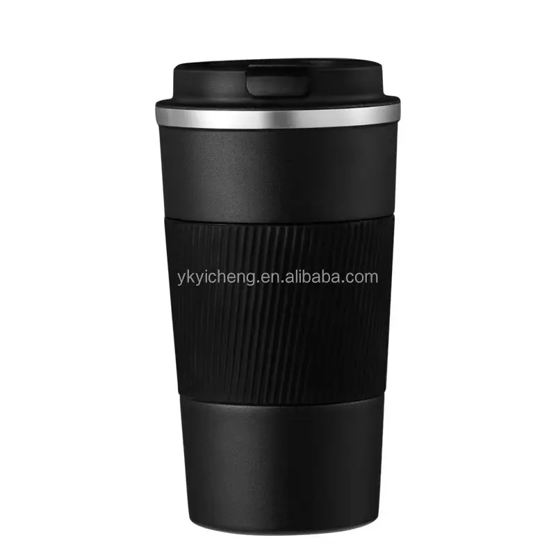 Özel Logo vakum İzoleli iki katlı bardak yeniden kullanılabilir kahve kupaları yeniden kullanılabilir paslanmaz çelik kahve kupa kapaklı bardak