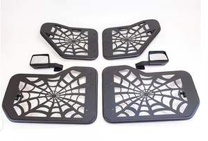 Accesorios para coche HW, puerta de medio tubo para <span class=keywords><strong>Jeep</strong></span> Wrangler JL 2018 + 4 puertas con espejos 4X4, puertas de tubería en forma de telaraña todoterreno - Product Image 3