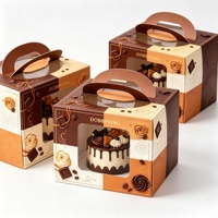 Boîte à dessert pliante en papier kraft de qualité alimentaire avec logo personnalisé, couvercle transparent en PET pour gâteau, pâtisserie, chocolat, boulangerie