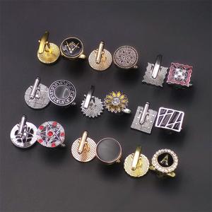 Conjunto de esmoquin de lujo con logotipo personalizado para hombre en oro negro plata con tachuelas para traje botón gemelos boda camisa adecuada gemelos - Product Image 2