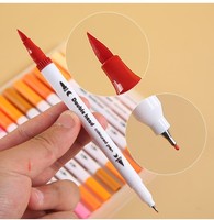 Ensemble de 12 marqueurs d'art à double pointe en feutre pour adultes et enfants - Stylos pinceaux pour la calligraphie et l'aquarelle