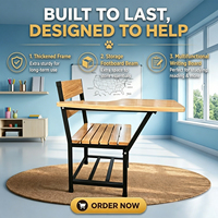 Fauteuil d'école moderne en bois massif avec tablette d'écriture pour salle de classe et bureau - Design écologique
