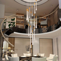 Lustre en verre artistique personnalisé pour villa, suspension en cristal, éclairage d'escalier avec suspension de plafond réglable, nouvelle fonctionnalité