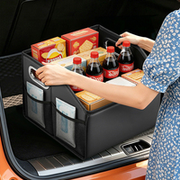 Organisateur de coffre de voiture familial en cuir Nappa pliable, boîte de rangement avec séparateur, poignée en métal robuste, grande taille, pour BMW Toyota Honda