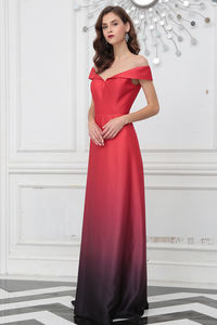 Newest Taffeta Evening Elegant <strong>Ombre</strong> Off Shoulders Red Black <strong>Wedding</strong> Bridesmaid Formal Evening <strong>Dresses</strong> - Product Image 3