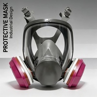 Masque à gaz réutilisable intégral avec double filtre à baïonnette, lentille panoramique anti-buée, joint en silicone, valve respiratoire certifiée CE, 3 couches