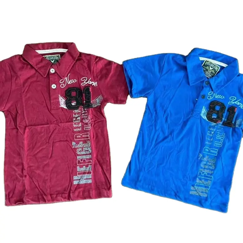 Stock Kleding Kinderen Jongens Korte Mouw Poloshirt Kids Sport Atletisch Voetbalteam T-Shirt