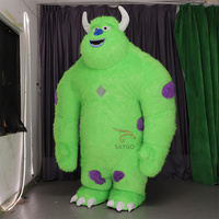 Disfraz de Mascota de Cookie Monsters Inc para adultos, azul, verde, inflable, para Halloween Sully, personaje de piel larga con accesorios de alquiler