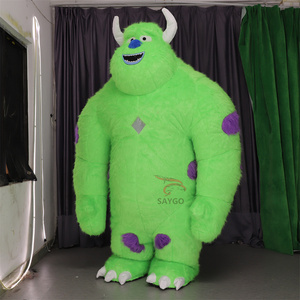 Adult <strong>Cookie</strong> <strong>Monsters</strong> Inc <strong>Mascot</strong> <strong>Costume</strong> Blue Green Inflatable Sully for Halloween Long Fur Character with <strong>Rental</strong> Props - Product Image 2