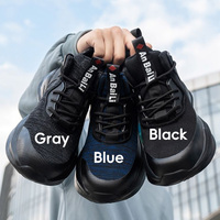 Chaussures de sécurité respirantes en tricot, norme européenne, embout en acier, semelle intermédiaire en Kevlar, semelle en caoutchouc durable, bottes de travail athlétiques pour hommes