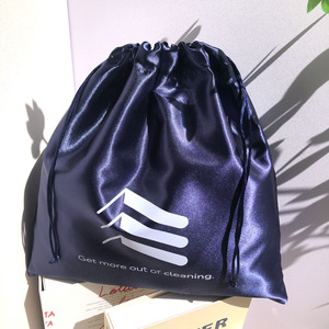 Bolsa de satén con cordón azul para embalaje de ropa, cabello y pelucas, con impresión de logotipo personalizado, venta al por mayor OEM, bolsa guardapolvo de seda - Product Image 5