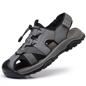Sandalias de Hombre para Exteriores con Punta Cerrada, Cómodas, Casuales, de Verano, con Suela de Goma, Entresuela de EVA, Forro Textil, Parte Superior de Cuero Genuino, Estilo Slip-On - Product Image 5