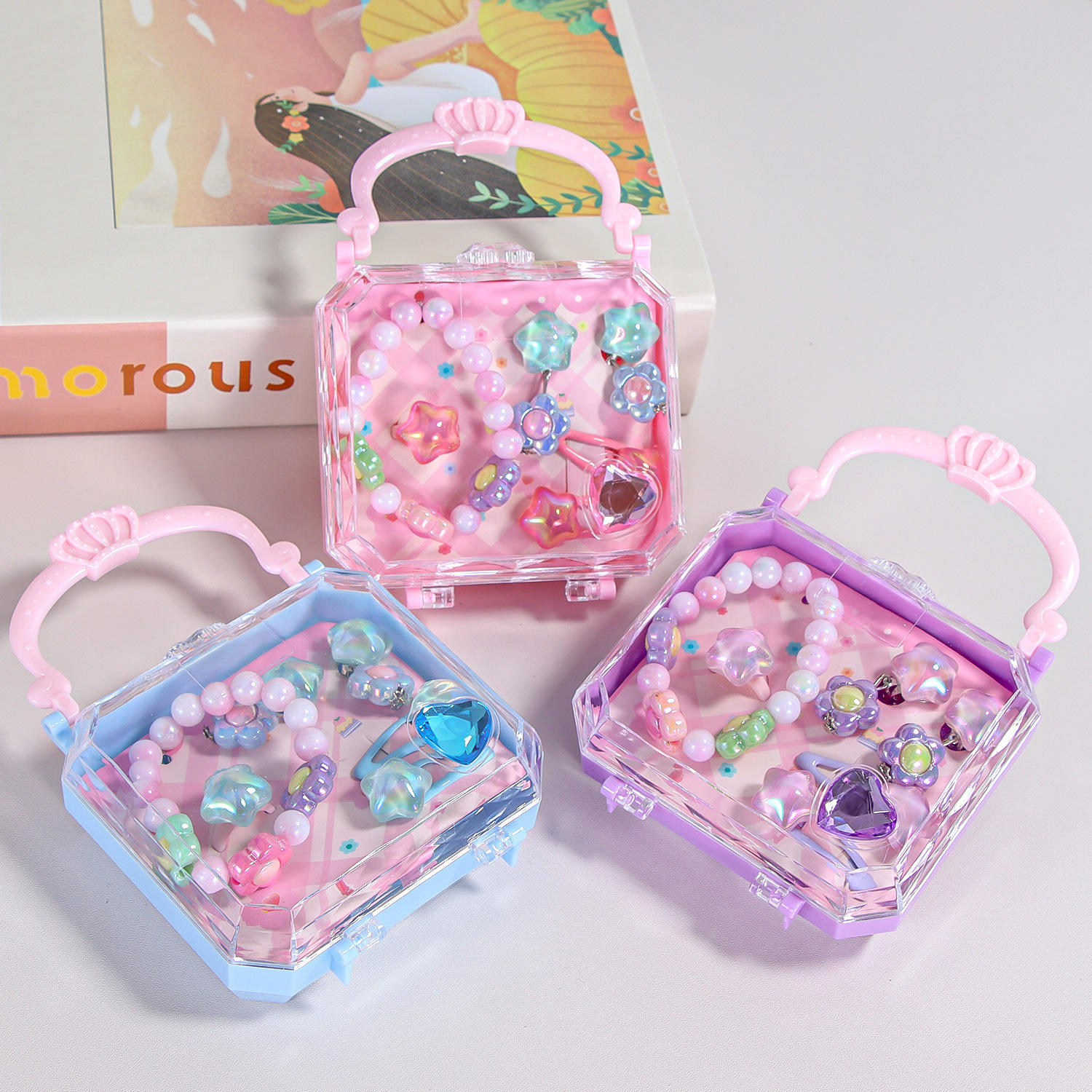 ชุดเครื่องประดับกิ๊บติดผมห่วงห่วงสำหรับกล่องมือถือ1กล่อง