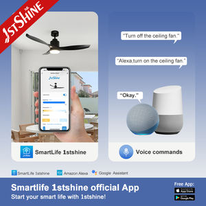 Ventilador de techo LED 1stshine, aspas de plástico, Control remoto inteligente, viento suave, ventilador de techo negro de alta velocidad con luz - Product Image 6