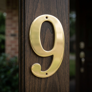 Plaque d'adresse de maison de style traditionnel en laiton poli numéro 9 de Coshik Exports - Product Image 3