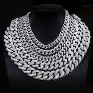 Vente en gros Chaîne cubaine en argent S925 avec diamants VVS 6MM 8MM 10MM 12MM et Bracelet cubain Moissanite style Hip Hop Iced Out, Prêt à l'emploi - Product Image 6