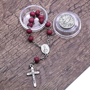 Pulsera de <span class=keywords><strong>Rosario</strong></span> con Cuentas de Madera Aromática, Cruz de Rosa, <span class=keywords><strong>Rosario</strong></span> Religioso de Madera, Pulsera Pequeña de Madera con Imágenes de Anime - Product Image 5