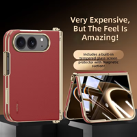 Casing Bisnis Trendy Starlight dengan Pelindung Layar Terintegrasi Tekstur Nappa Magnetik Cocok untuk iPhone Duo