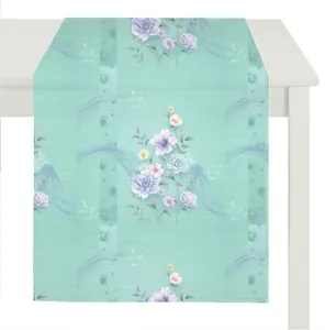 Скатерть с принтом зеленый фон цветочный дизайн 100% полиэстер против морщин домашний текстиль и материал для рулонов