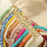 Collier bohème coloré en pierres naturelles, ras-de-cou tendance en pierres précieuses couleur bonbon avec fermoir mousqueton ovale en or 18 carats
