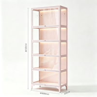 Vitrine moderne en acier avec portes en verre, bibliothèque pour la maison, le bureau et le salon, gain de place