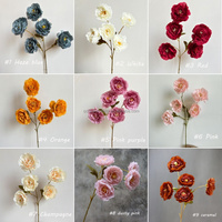 Nieuw ontwerp 5-koppige pioenroos kunstbloemenboeket witte poederroze pioenrozen voor bloemisten die bloemenarrangementen maken