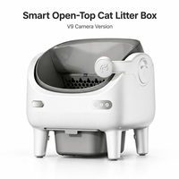 Bac à litière automatique pour plusieurs chats, conception ouverte, contrôle à distance par application, spray désodorisant, pieds détachables