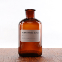 Récipient en verre ambré personnalisé de 200ml 500ml bouteille ronde de diffuseur de roseau d'arôme extra large ventre avec emballage de boîte d'accessoires