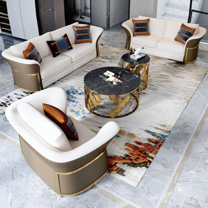 Ensemble <span class=keywords><strong>de</strong></span> canapés néo-classiques sophistiqués avec incrustations métalliques, canapé <span class=keywords><strong>de</strong></span> haute couture pour propriétés haut <span class=keywords><strong>de</strong></span> gamme et penthouse métropolitains prestigieux - Product Image 1