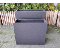 Lot de 2 pots de fleurs en fibre d'argile de forme carrée pour l'intérieur et l'extérieur, jardinière noire pour la décoration de jardin