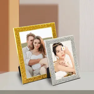 Grosir Cahaya Mewah Berlian Imitasi Logam Bingkai Foto Pernikahan Bingkai Foto Hiasan Dinding