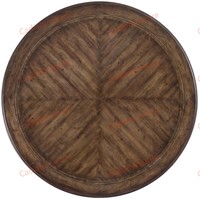 Vente flash : Ensembles de salle à manger en bois massif, table ronde et chaises de salle à manger, meubles de salle à manger américains avec 6 chaises en tissu