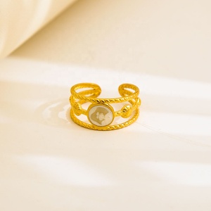 Anello Trendy in Acciaio Inossidabile Placcato Oro con Smalto Colorato, Design Geometrico Tut, Gioiello Versatile da Donna, Vendita all'Ingrosso - Product Image 6