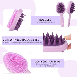 Brosse à cheveux démêlante double face en plastique avec logo personnalisé, brosse anti-démangeaisons, masseur du cuir chevelu, brosse à shampooing pour le nettoyage des cheveux - Product Image 3