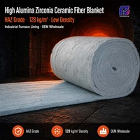 Couverture en fibre céramique haute alumine et zircone, grade HAZ, faible densité 128 kg/m³, pour revêtement de four industriel, vente en gros OEM